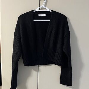 Zara Black Open-Front Cardigan